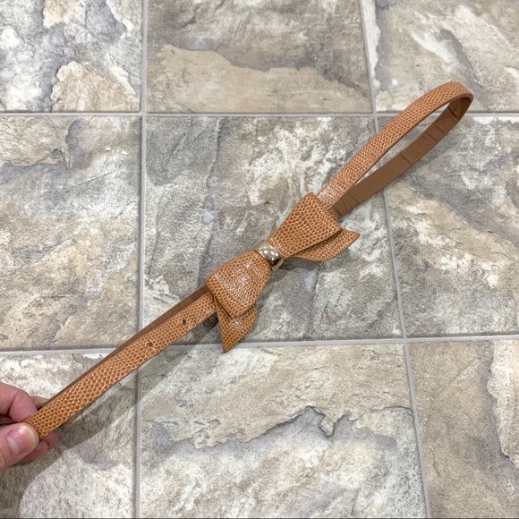 Camel Brown Bow Skinny Belt main image 6